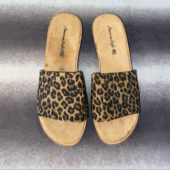 American Eagle Cheetah Stretch Cork Slip On Sandal - Picture 2 of 11